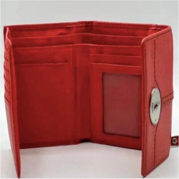 Fossil Vintage Leather Trifold Wallet Red Orange - Picture 7 of 9